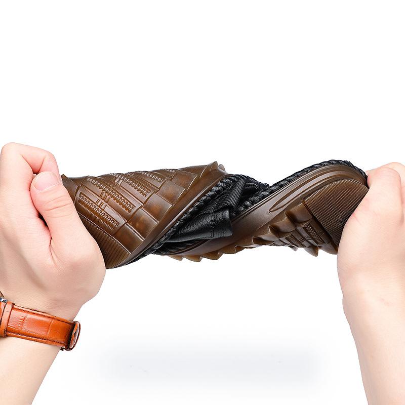 First layer cowhide summer men's casual leather shoes genuine leather soft sole soft surface single shoes men's dad breathable men's shoes