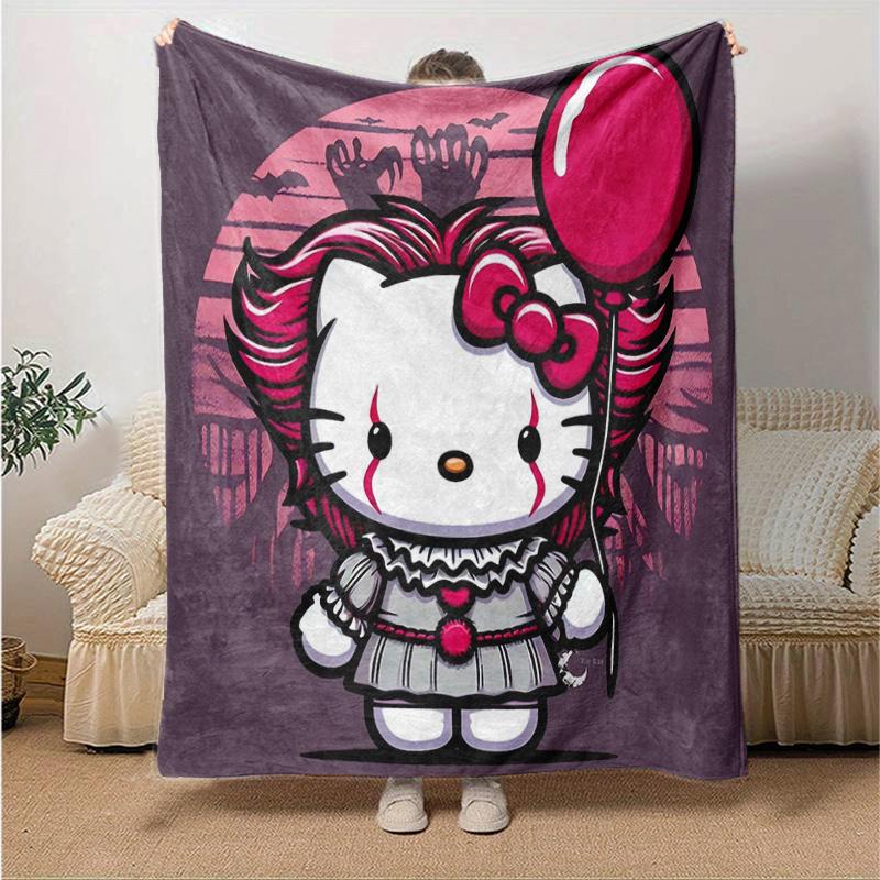 

1pc Cute Cat Character Hello Kitty Blanket, Soft Warm Throw Blankets, Living Room, Travel, Camping, Car Blankets, Beach, Office Naps, Home Decor Gift 130x150cm