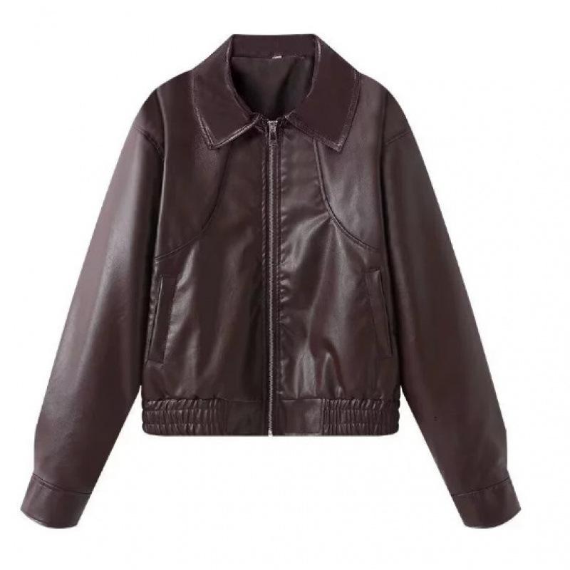 European Women s Fashion Casual Suede Jacket Medium вино красного