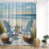 Seaside Relaxation Shower Curtain Waterproof Fabric Bathroom Curtain Beach Chair Ocean Wave Print Bath Screen Divider Home Decor