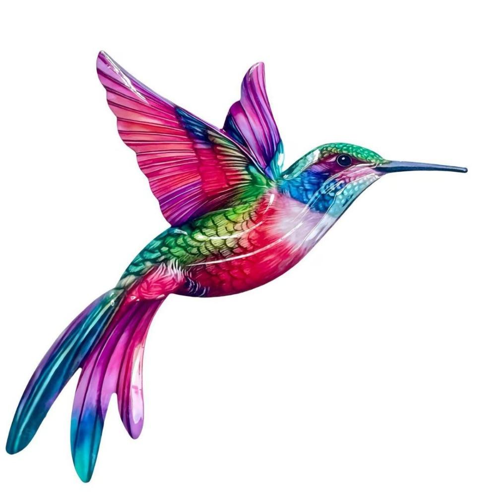 Metal Material Metal Hummingbird Wall Art Colorful Finish 3D Design Outdoor Wall Art Weather Resistant Vintage
