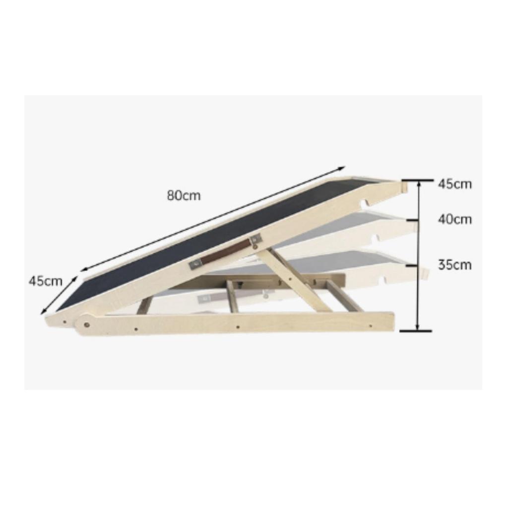 Dog Ramp with Rubber Surface Wooden Adjustable Long-Lasting for Bed