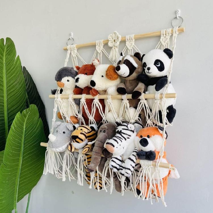 Modisches Lagerregal 2-stöckiges Holz Spielzeug-Aufbewahrungsnetz für Kinderzimmer Ornamente