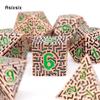 7 Pcs Copper Green Metal Dice Maze Solid  Metal Polyhedral Dice Set Suitable for Role-Playing RPG  Board Game Card Game