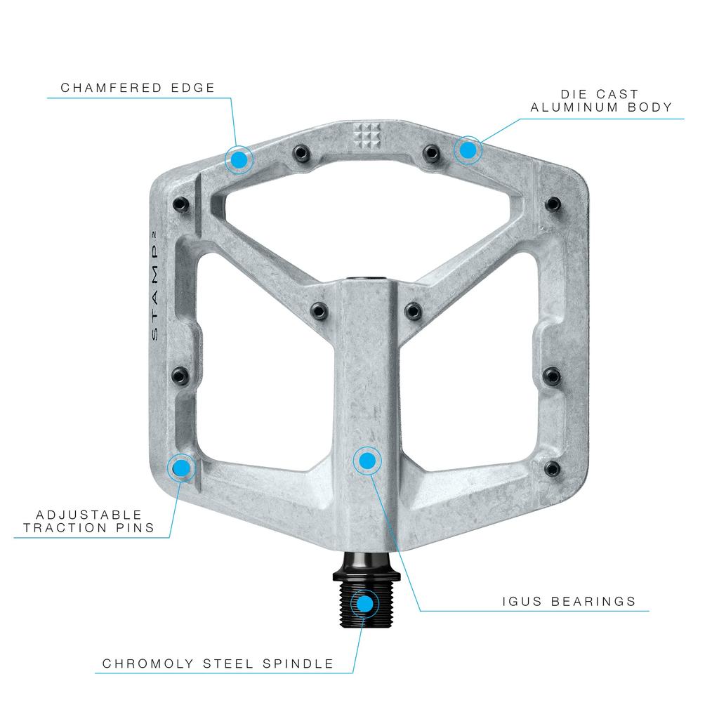 CRANK BROTHERS MTB Flat Pedal Stamp 2 L Raw Silver 2020