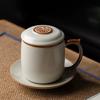 Beige Ru Kiln Teacup Large Capacity Ceramic Tea Separation Filtration Tea Cup Office Personal Special Cup