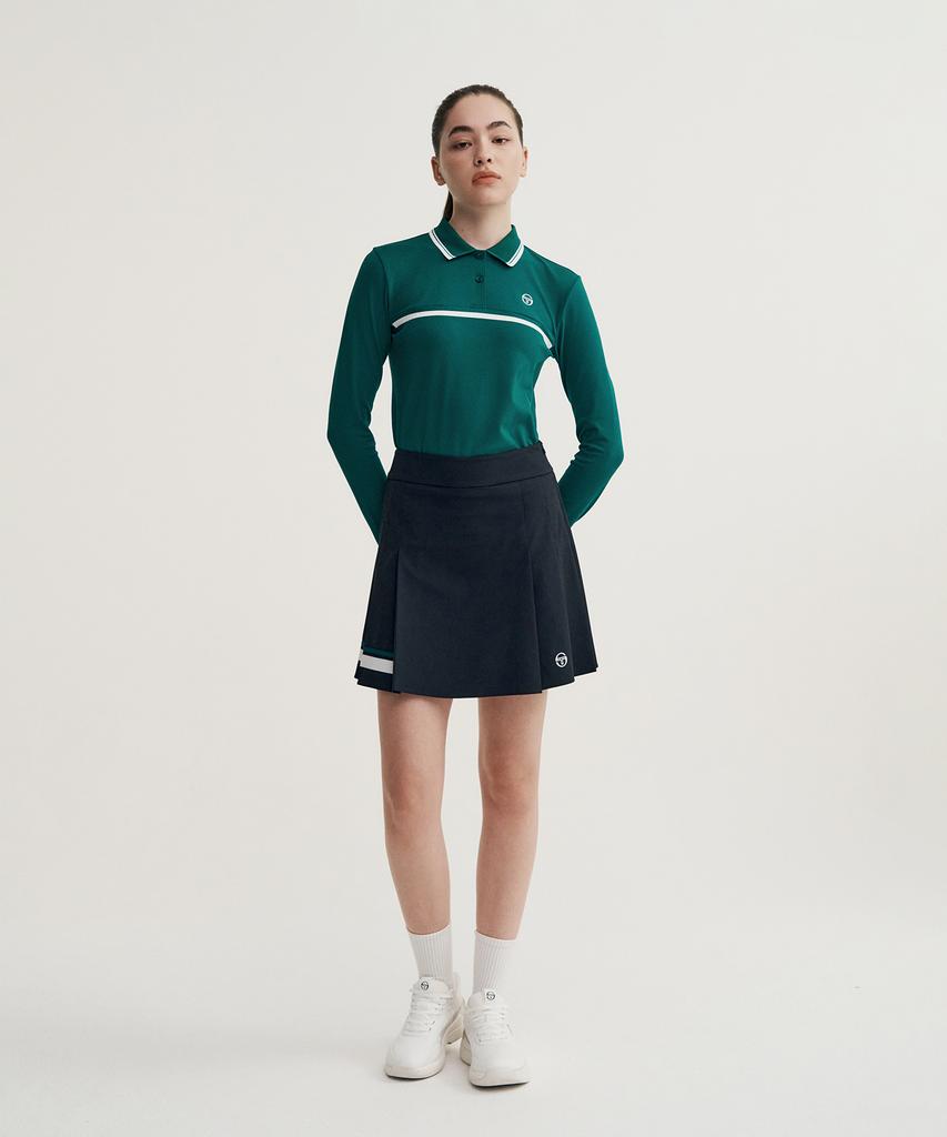 SERGIO TACCHINI W Flag Woven Mid-Length Pleated Skirt (Black)