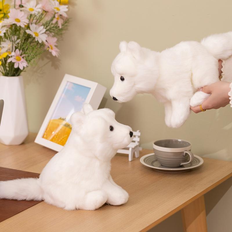 New Beautiful Arctic Fox Plush Toys Stuffed Cozy Lifelike White Fox Doll Cuddly Fluffy Companion Animal Toys Friends Gift