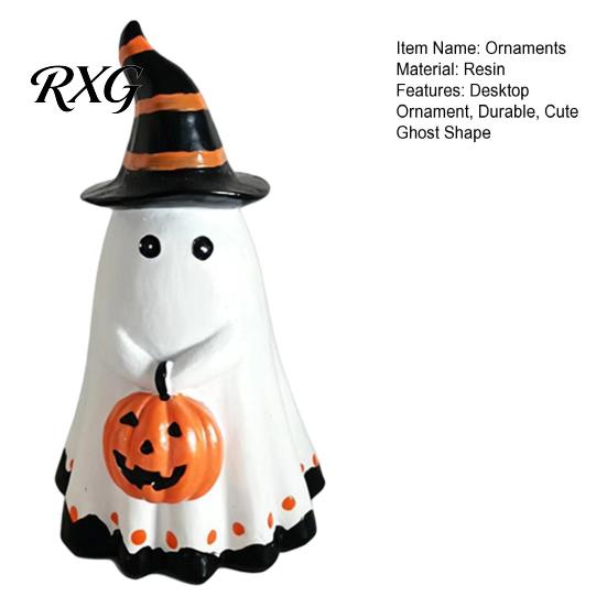 Halloween Party Supplies Ghost Ornament, Cute Tabletop Sculpture, Durable Resin Rustic Decorations Table for Home Festive Shelf Centerpiece