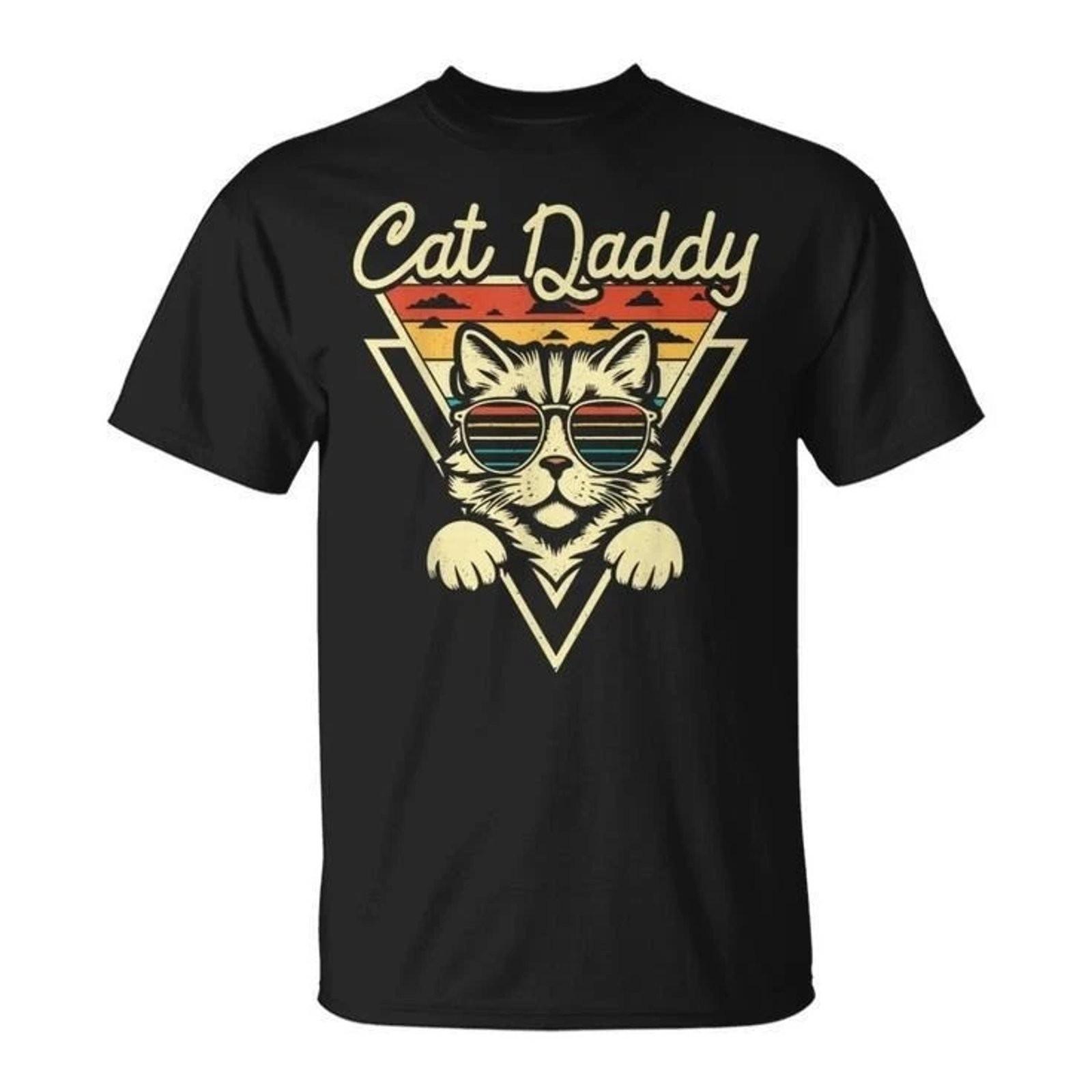 Cat Daddy Retro Sunglasses Vintage Cat Dad Graphic T-Shirt XXL