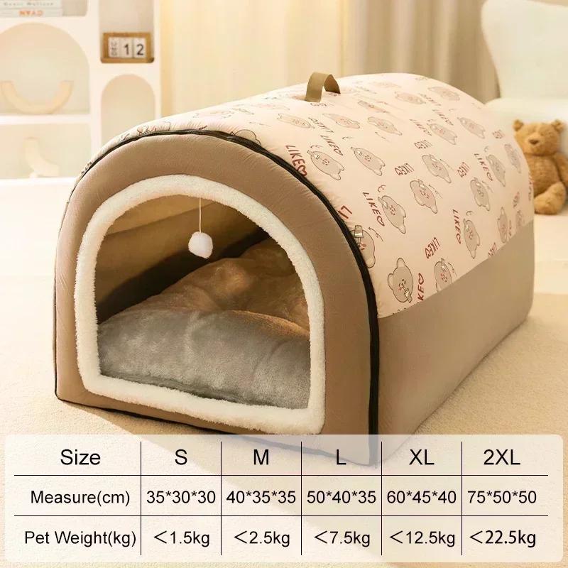 

Big Dog Kennel Warm Winter Dog House Mat Detachable Washable Dogs Bed Nest Deep Sleep Tent for Medium Large Dogs House Supplies M 40X35X35CM коричневий