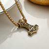 Viking Thor Hammer Pendant Necklace for Men Fashion Gold/Silver Color Stainless Steel Necklace Viking Amulet Jewelry Never Fade