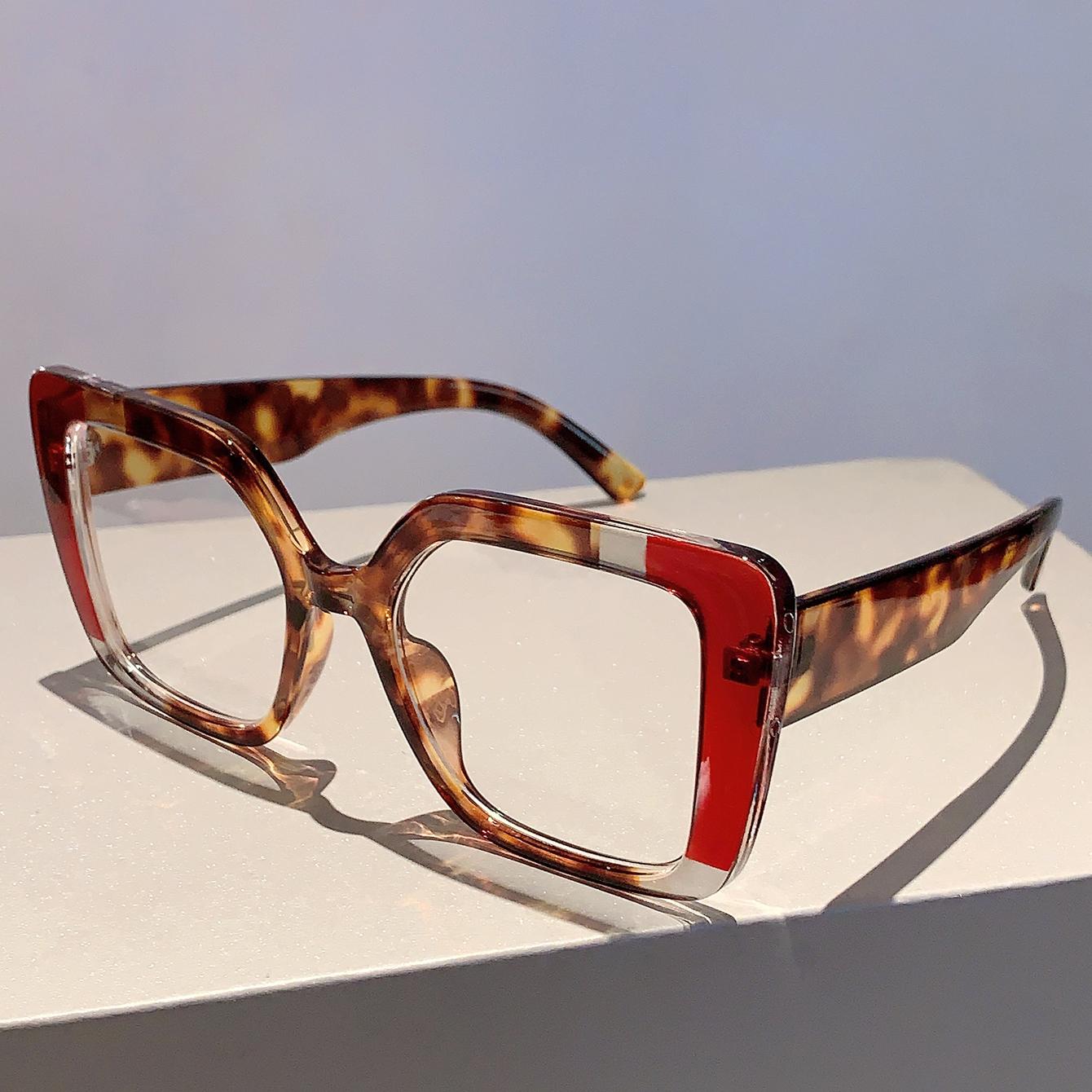 

KAMMPT Oversized Square Glasses 2024 New in Vintage Multicolor Rim Women Eyewear Fashion Design Non-prescription Eyeglasses