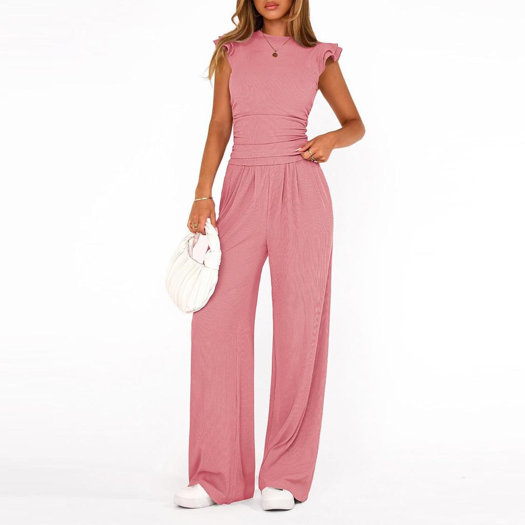 Women's Fashionable Casual Loose Wide-leg Pants Set