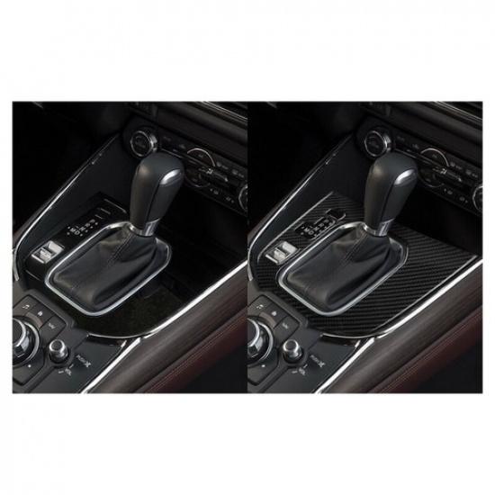 Carbon Fiber & Rubber Car Gear Shift Panel Cover Trim For Mazda CX-9 2016-