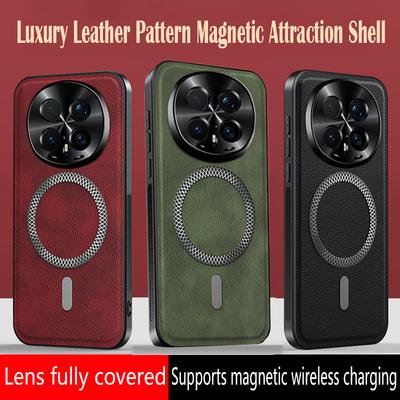 Luxus PU Leder Handyhülle Für Honor Magic8 Pro Magsafe Magnetischer Metallring Linsenschutz Stoßfeste Hülle Für Honor Magic8