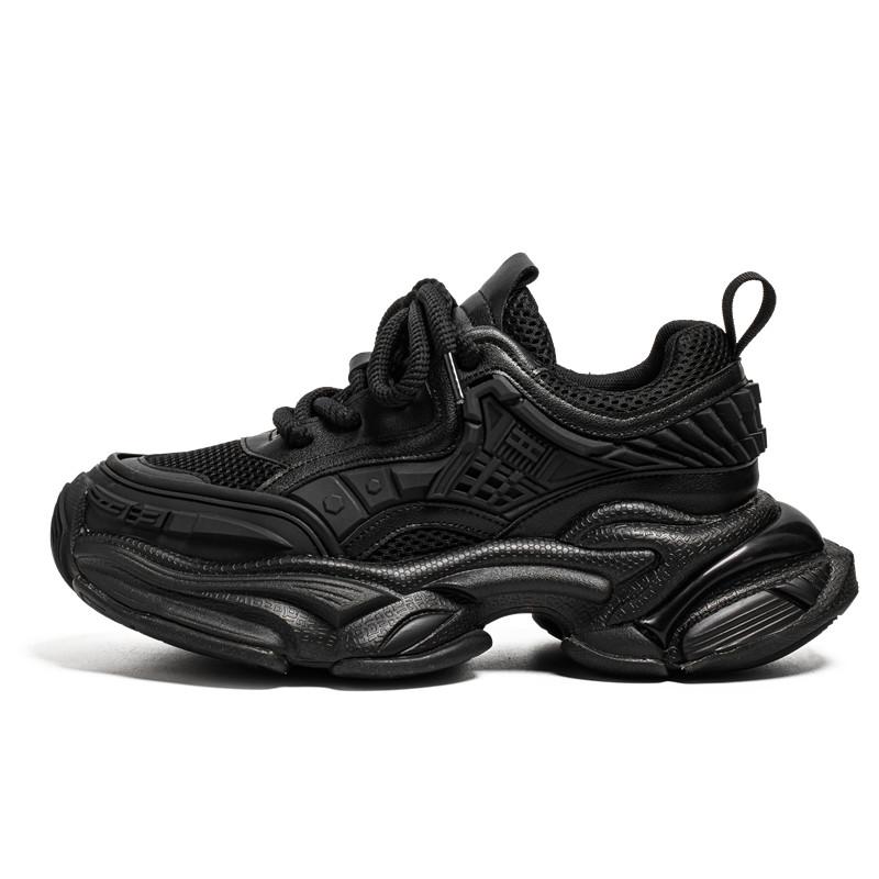 

New Autumn Fashion Breathable Non Slip Casual Sports Shoes British Style Thick Soled Height Increasing Running Shoes 44 чёрный