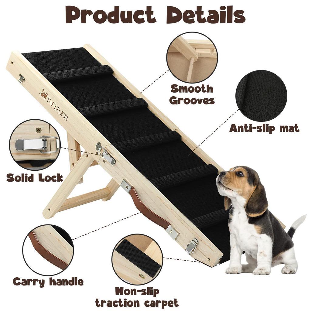 Verstellbare Hundetreppe aus Massivholz: Faltbare Haustiertreppe für Autos und Sofas