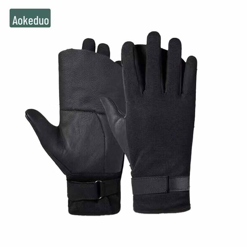 AOKEDU Cowhide Rappelling Gloves