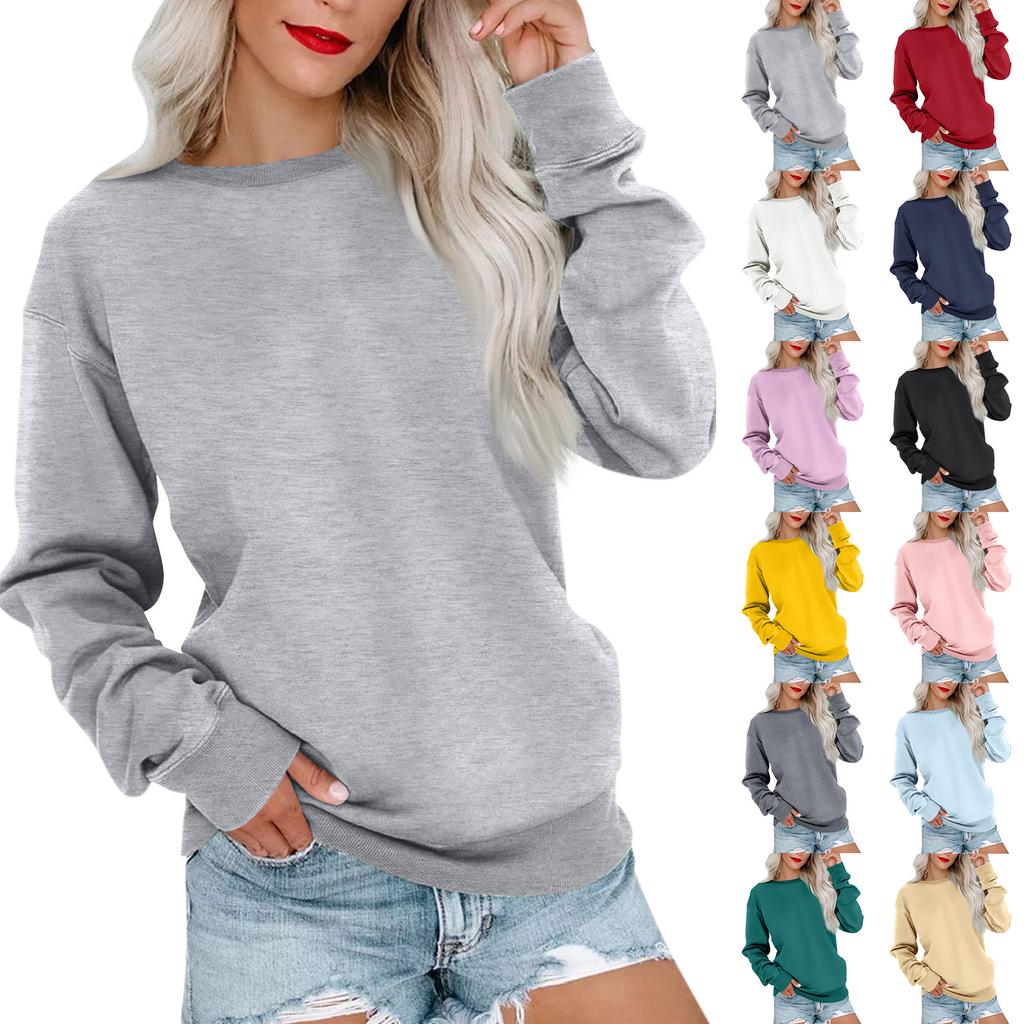 Women's Colorblock Sweatshirt Long Sleeve Round Neck Casual Comfortable Loose Lightweight Women's Sweatshirt