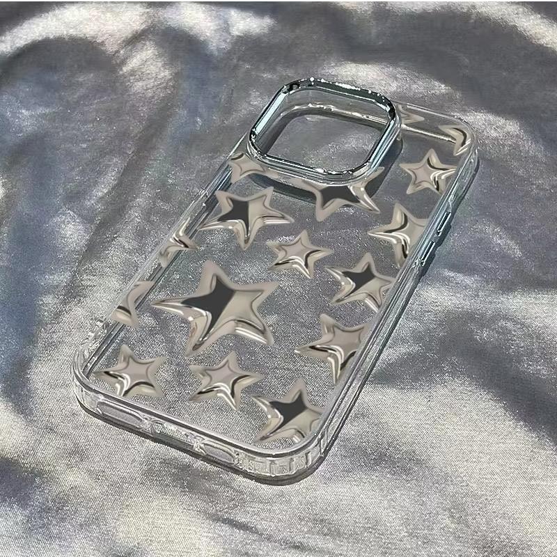Custodia Trasparente con Fantasia Trendy Stella Brillante per iPhone 17 Air 16 e 15 14 13 12 11 Pro Max Plus SE Cover Posteriore