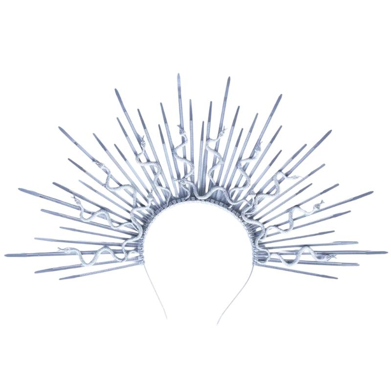 Punk Snake Headband Artistic Spiked Hair Hoop Gothic Rock Headwear for Cosplay Unisex Rock Spiked Headwear Accessory