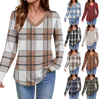 Women Long Sleeve Tops Dressy Casual V Neck Tshirts Basics Tee Vacation Fall Fashion Clothes