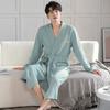 Nightgown Men'S Spring And Autumn Cotton Long-Sleeved Men'S Autumn And Autumn Bathrobe Pajamas Men'S Cotton Large-Size Bathrobe Dressing Gown