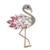 1pc Creative New Women Girls Luxury Crystal Flamingo Brooch Badges Fashion Rhinestone Party Pin Accessories For Ladies's Coat
