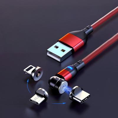 3-i-1 Magnetisk datakabel Egnet for Apple Android Type-c 12W Flettet mobiltelefon-datakabel