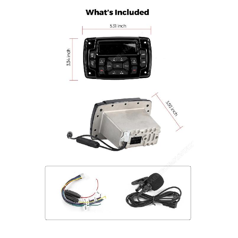 Marine Stereo Boat Radio FM AM Digital Media Audio IP66 Waterproof MP3 Player for Yacht Gauge ATV UTV Cart 4*50W Wireless BT5.0