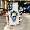 Magnetic for Magsafe Clear Phone Case For Samsung Galaxy S25 S24 S23 S22 Ultra Plus S22 Ring Holder Stand Wireless Charge Cover