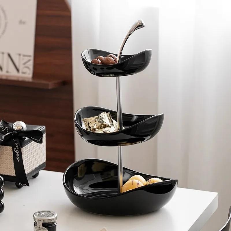 Πιατέλα Φρούτων Σαλόνι Σπιτιού Διακοσμητικά Τραπεζάκι Καφέ Πιατέλα για Καραμέλες Τοποθετημένος Δίσκος Σνακ Πολυεπίπεδη Υψηλής Ποιότητας Πιατέλα Φρούτων