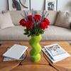 3D Printed Vases for Floral Display, Sculptural Wavy Striped Plastic Decors Decorative Flower Holder for Desk, Shelf, Entryway Styling