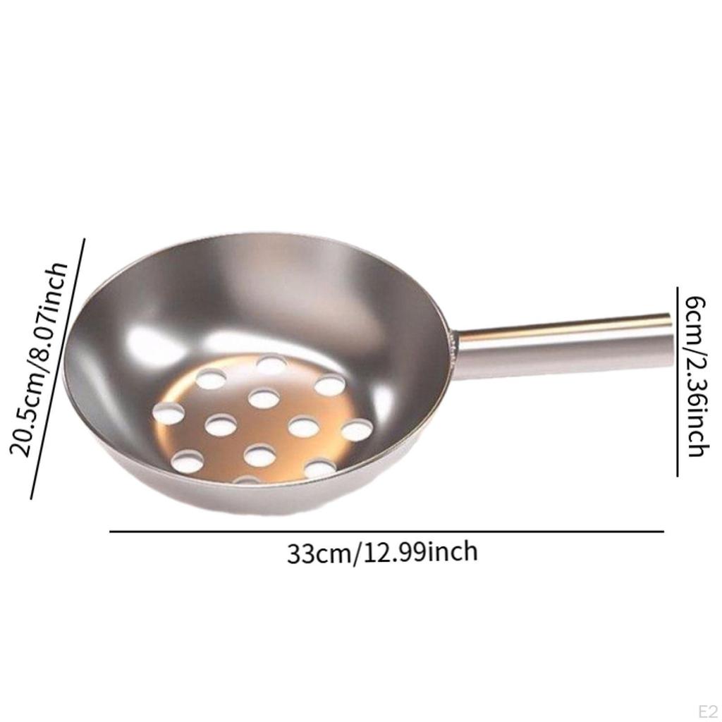 Großer Lochsieb Edelstahl mit Griff Schöpfkelle Abtropfsieb Geschirr Handheld Sieb Nudel Frittierkorb