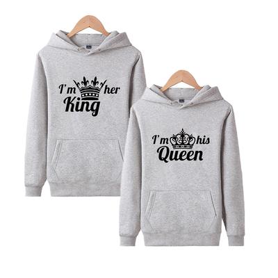 Erkek Ve Kadın Uzun Kollu Çiftler Kapüşonlular Kral ve Kraliçe Baskı Erkekler ve Kadınlar Sevgilisi kapüşonlu eşofman üstü Unisex Rahat Üstler