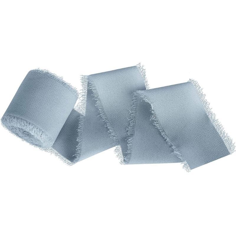 Ribbon for Wedding Invitation Bridal Bouquets Decor Gift Wrap, 1.57InX5.46Yd Handmade Fringe Silk Ribbon