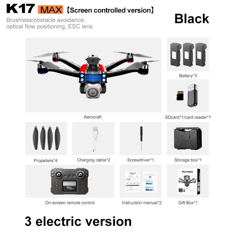 2025 K17 Max Drone Screen Version 4K HD Camera Brushless Obstacle Avoidance Aerial Photography Foldable Quadcopter Dron RC TOY