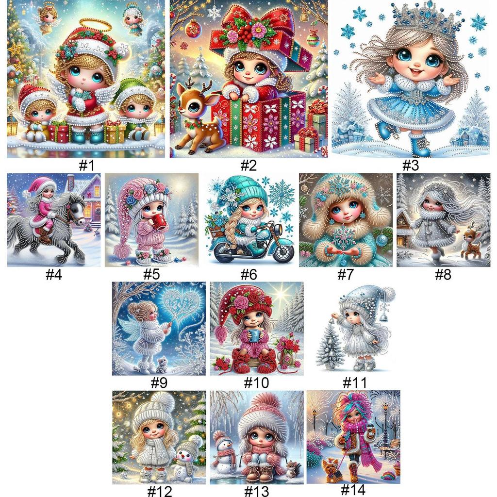 Snow Girl DIY Gem Art Diamond Painting Kits for Gift Home Wall Decor Special Shape Partial Drill Dimond Art Paintings 30x30cm