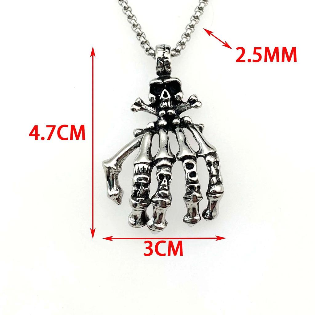 Necklace Versatile Chain Hip-hop Men's Trendy Brand Street Hand Bone Bouncy Pendant