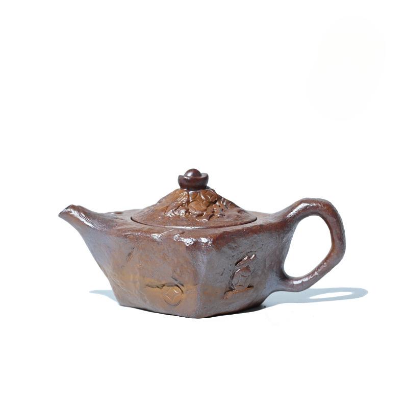 

190ml Yixing Purple Clay Teapots Master Handmade The Midas Touch Pot Raw Ore The Keel Gold Sand Kettle With Filter Zisha Tea Set