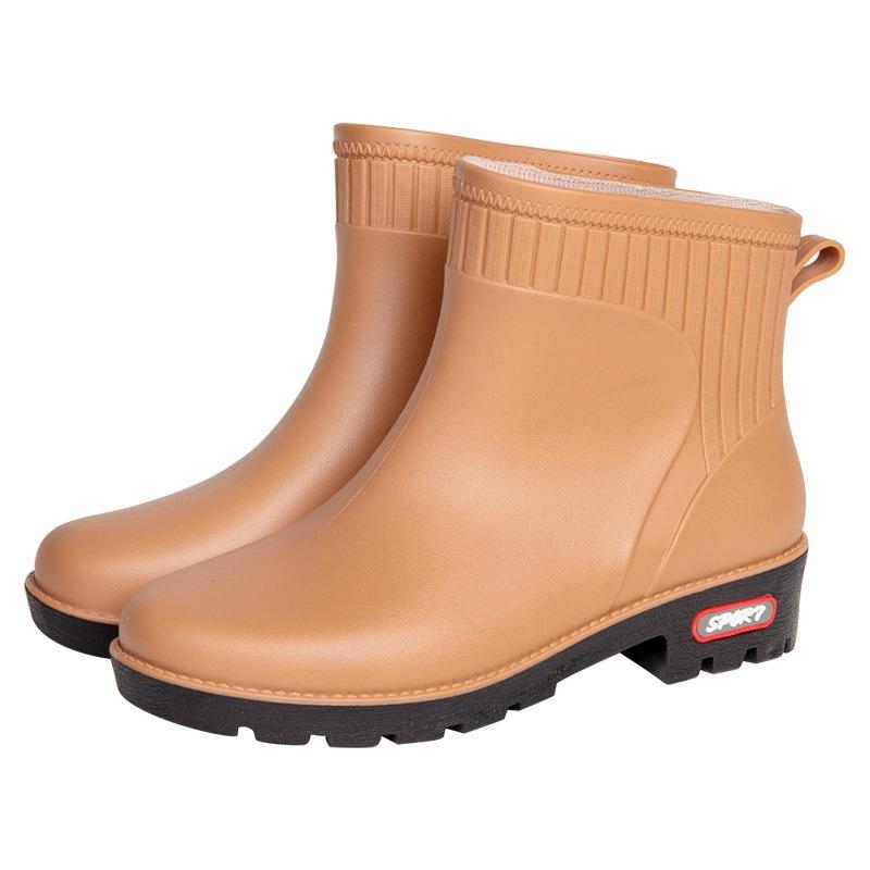 Short tube women's water shoes fleece warm low tube thick-soled water boots rain boots waterproof glue shoes