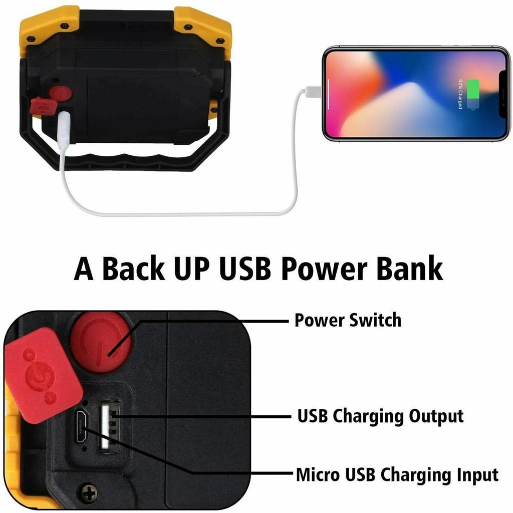 30w Cob Work Lights Portable Usb Rechargeable 1000mah Battery Camping Emergency Spotlight Floodlight