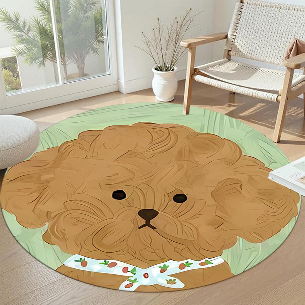Dog Round Floor Mat Perfect for Living Rooms Dormitory Entryway Playrooms Antislip Round Carpet Anime Office Decor Perfect Gift for Friends Family