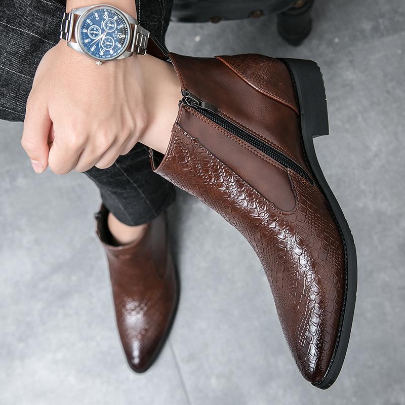 Fashion Chelsea Boots Work shoes italian Handmade Boot Shoes For Formal Dress Wedding Business MAN ANKL BOOT New cowboy boots brown