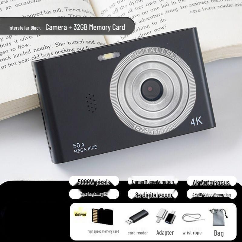 Student Digital Camera D02: Campus HD Camcorder, Entry-Level Portable Travel Card Camera