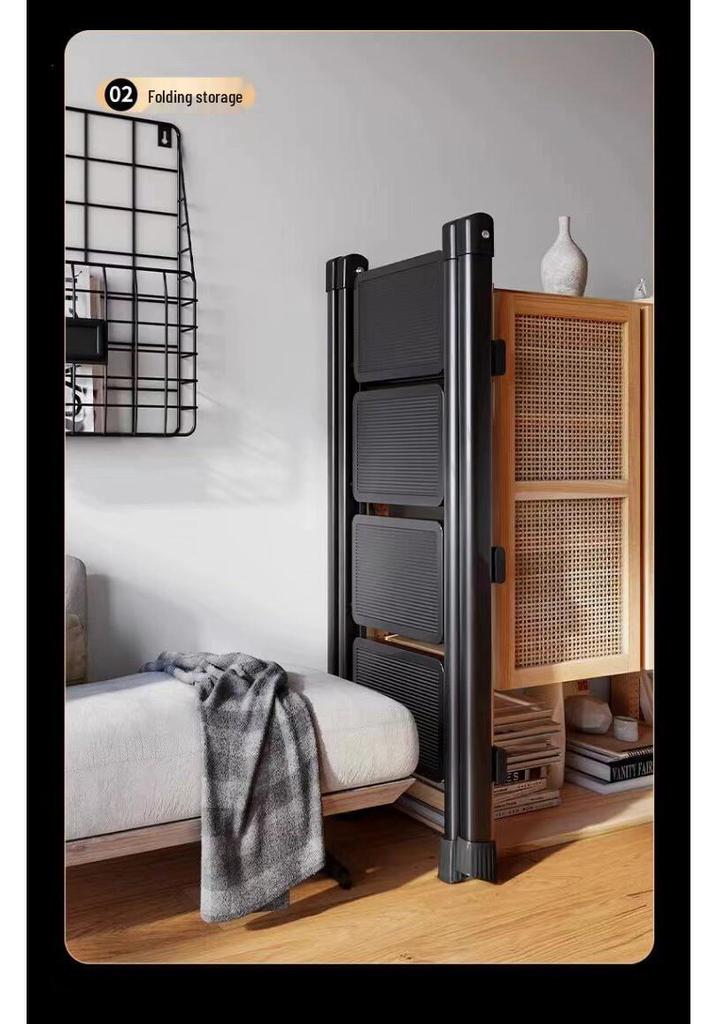 Three-Step Foldable Telescopic Household Ladder Stool, Lightweight A-frame for Multi-functional Use.