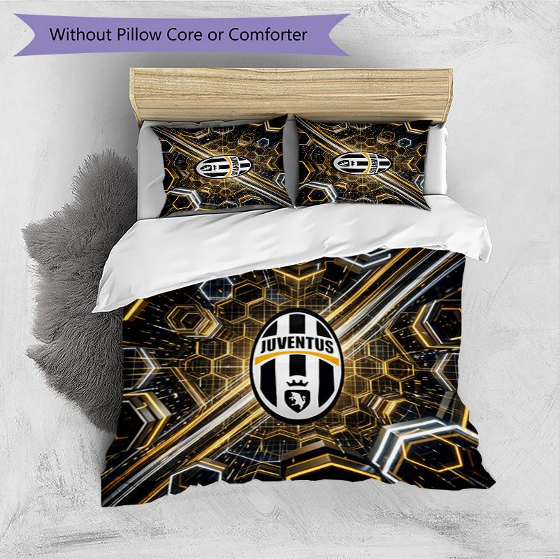 Set Biancheria da Letto 3 Pezzi con Stampa Pattern Juventus FC Morbido Delicato sulla Pelle Lavabile Copripiumino e Federe Set Stagione Unica Camera da Letto