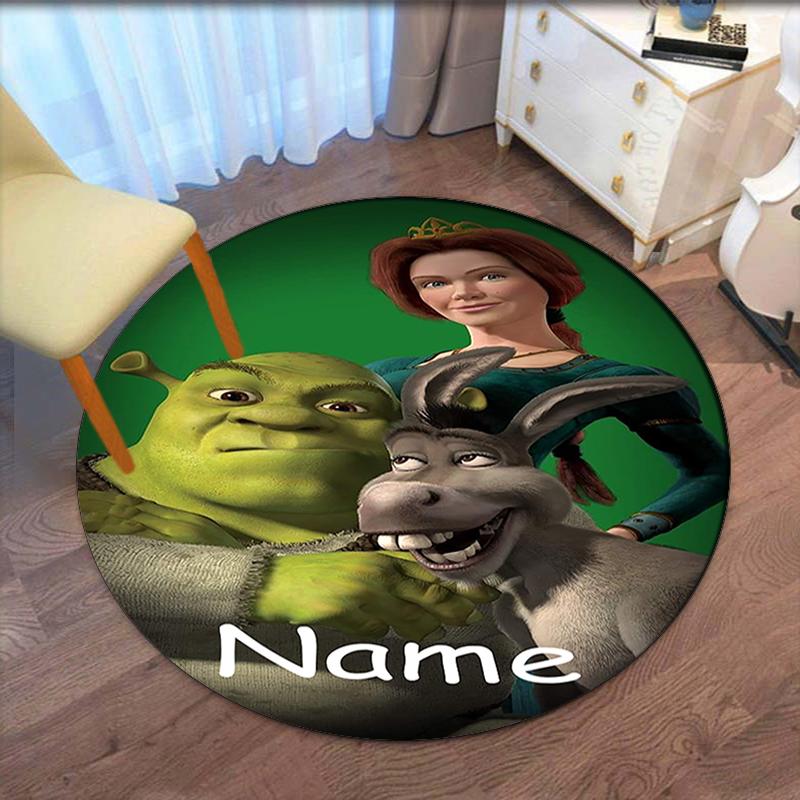 Benutzerdefinierter Name Shrek Aufdruck Runder Teppich Teppich Stuhlteppich Bereichsteppich Eingang Fußmatten, für Bürostuhl Wohnzimmer Schlafzimmer Küche.
