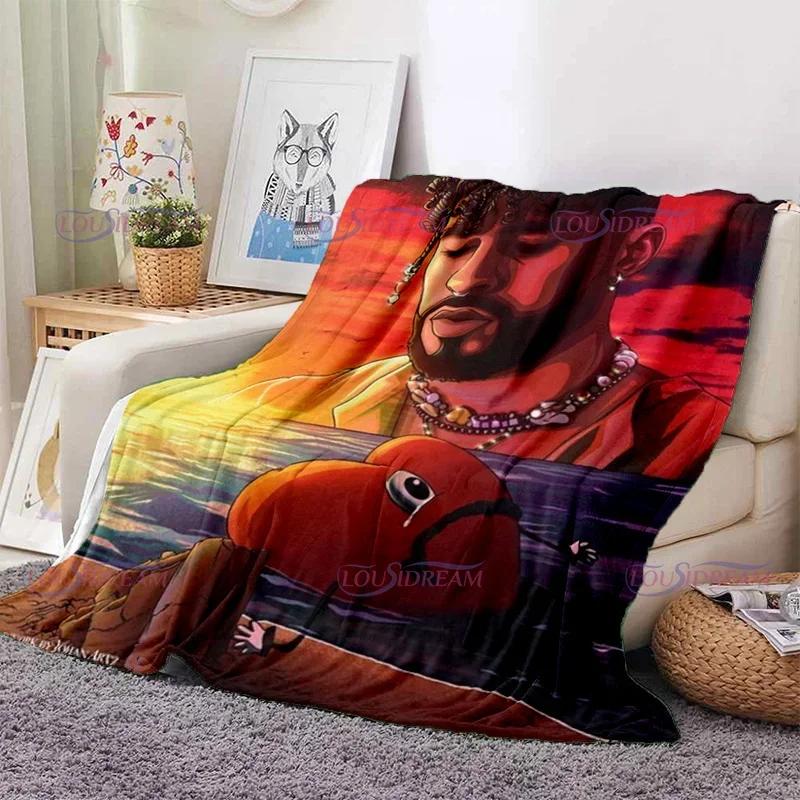 Karikatür Kötü Tavşan Battaniye Flanel Battaniyeler Pop Latin Müzik Sıcak Peluş polar şal battaniye Yetişkinler için Kanepe Yatak Tüm Sezon